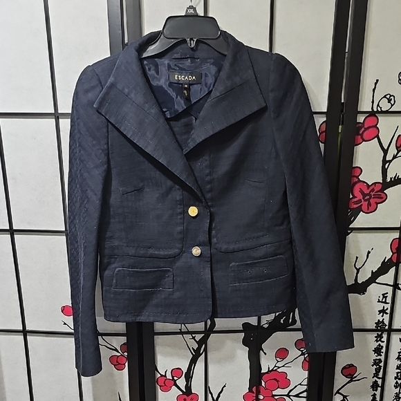 Escada Navy Blazer with Gold Buttons‎ Size 38 - Picture 1 of 8